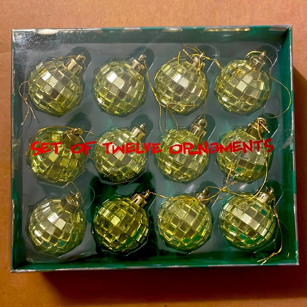 Set of 12 mirror ball ornaments